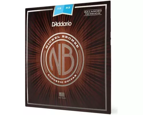D'ADDARIO NB1252BT струны для акустической гитары Nickel Bronze, Balanced Tension Light, 12-52