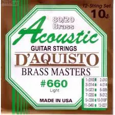 D'Aquisto #660/L cтруны акустической 12-ти струнной гитары, 10-27+10-48, бронза