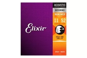 Elixir NanoWeb 80/20 Bronze Acoustic 11-52 Струны для акустической гитары