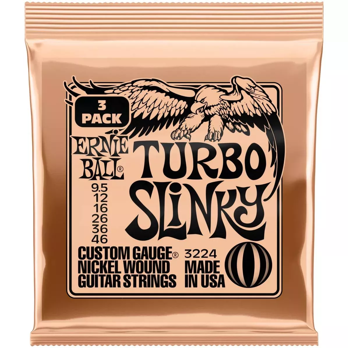 ERNIE BALL 3224 струны для эл.гитары Nickel Wound Turbo Slinky (9.5-46)