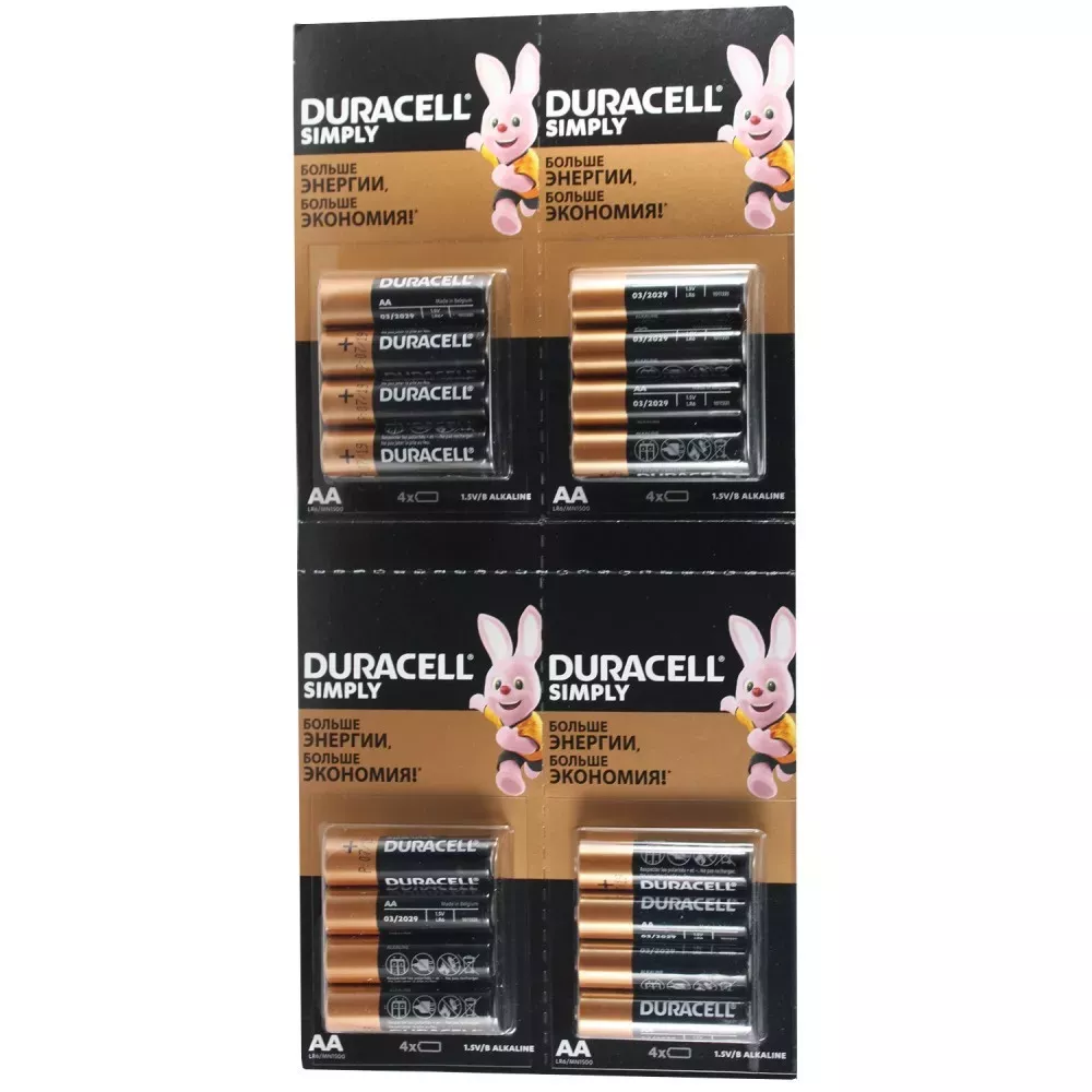 Duracell LR6 (AA) Элемент питания 1,5V BL*4 (4/48)