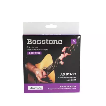 Bosstone AS B11-52 ВАКУУМНАЯ УПАКОВКА Струны для акустической гитары бронза 80/20 Bosstone AS B11-52 ВАКУУМНАЯ УПАКОВКА Струны для акустической гитары бронза 80/20