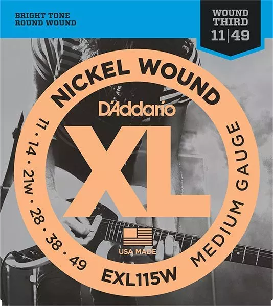 D`Addario EXL115W XL Струны для электрогитары Blues/Jazz Rock 3rd Wound 11-49 D`Addario EXL115W XL Струны для электрогитары Blues/Jazz Rock 3rd Wound 11-49