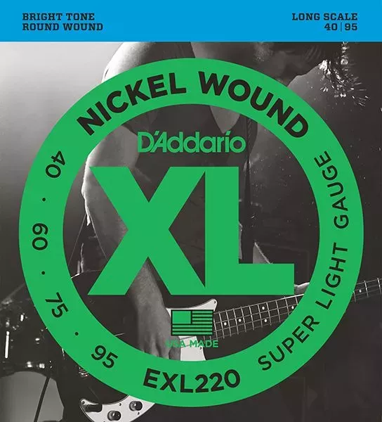 D`Addario EXL220 XL NICKEL WOUND Струны для бас-гитары Long Super Light 40-95 D`Addario EXL220 XL NICKEL WOUND Струны для бас-гитары Long Super Light 40-95