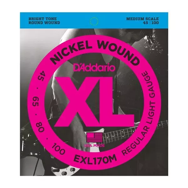 D'Addario EXL170M Nickel Wound Комплект струн для бас-гитары 45-100, Medium Scale D'Addario EXL170M Nickel Wound Комплект струн для бас-гитары 45-100, Medium Scale