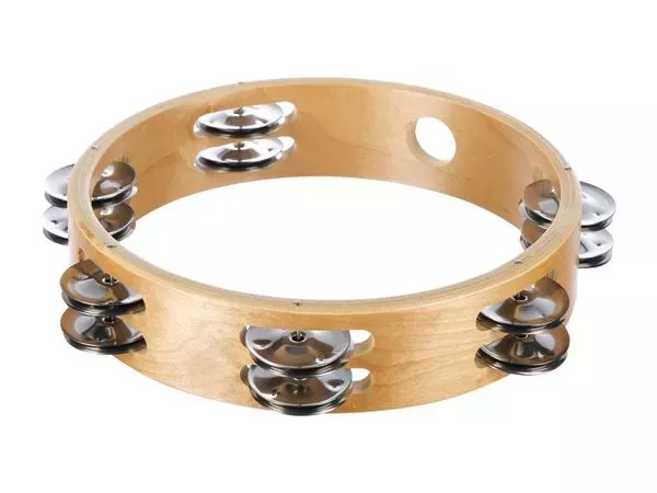 DADI HLT-082 Тамбурин круглый без кожи 8" деревянный, 2 ряда бубенцов