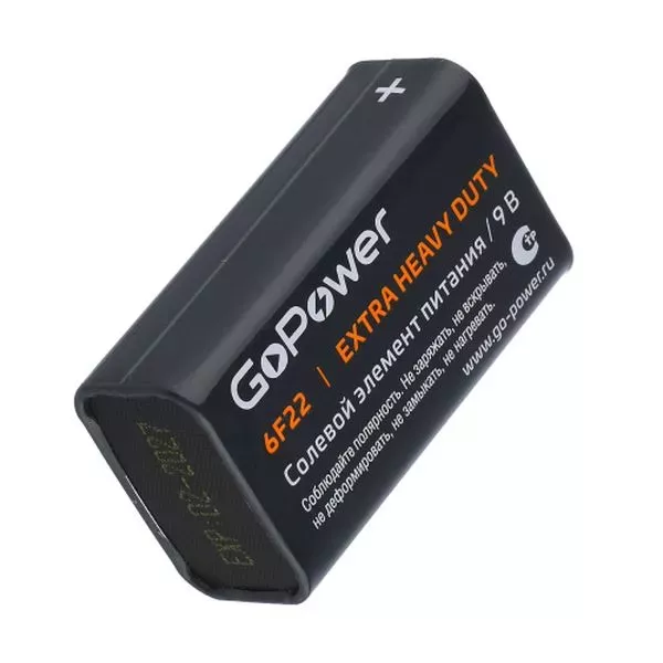 GoPower 6F22 9V Heavy Duty Shrink SR*1 Элемент питания GoPower 6F22 9V Heavy Duty Shrink SR*1 Элемент питания