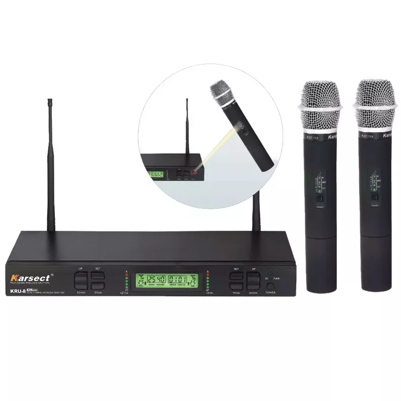 Karsect KRU 8/KST- 1U радиосистема UHF , 2 ручных микрофона , 2 х 1000 каналов , кейс Karsect KRU 8/KST- 1U радиосистема UHF , 2 ручных микрофона , 2 х 1000 каналов , кейс