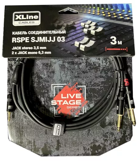 Xline Cables RSPE SJMIJJ03 Кабель специальный Mini JACK stereo 3.5mm - 2 x JACK mono 6.3mm, 3м Xline Cables RSPE SJMIJJ03 Кабель специальный Mini JACK stereo 3.5mm - 2 x JACK mono 6.3mm, 3м